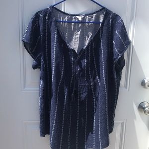 Sonoma shirt sleeve, blue flowy, tie up, size XL